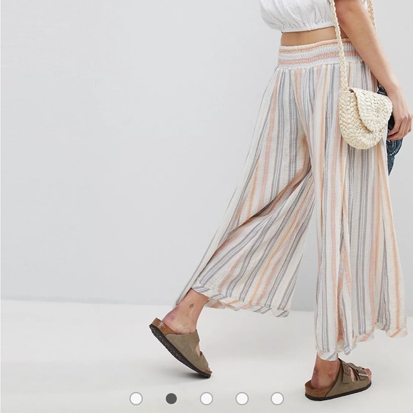 Free people Blair pull on stripe, wide leg, pant Ivory size xs - Picture 2 of 14